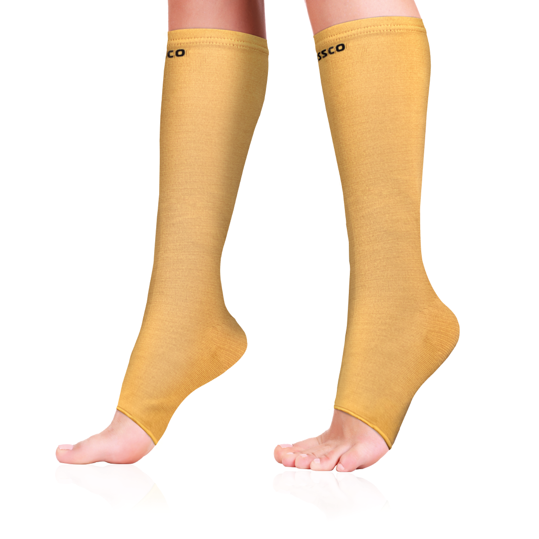 Medical Compression Stockings (Below Knee) Improves Blood Circulation Relieves Pain (Beige)