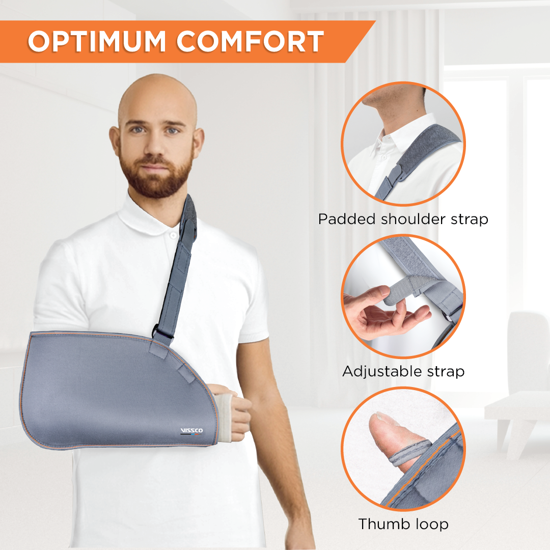 Arm Pouch Sling (Mild Support)| Provides Support to the Shoulder & Arm (Grey)