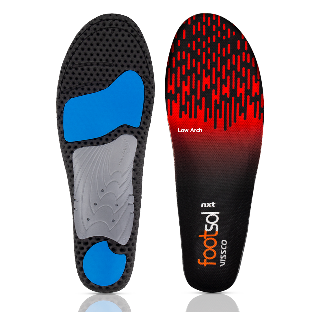 Footsol Nxt Performance Insole by VISSCO Low Arch Flat Foot Support Gel  Insoles Memory Foam, Pronation Control, Heel Cushioning, Odor-Free