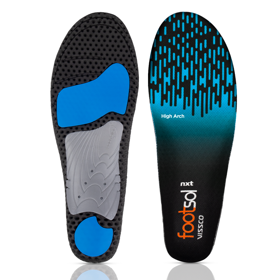 Footsol Nxt Performance Insole by VISSCO High Arch Support Gel Memory  Foam Insoles Heel Cushioning, Odor-Free Inserts for Supination, Plantar 