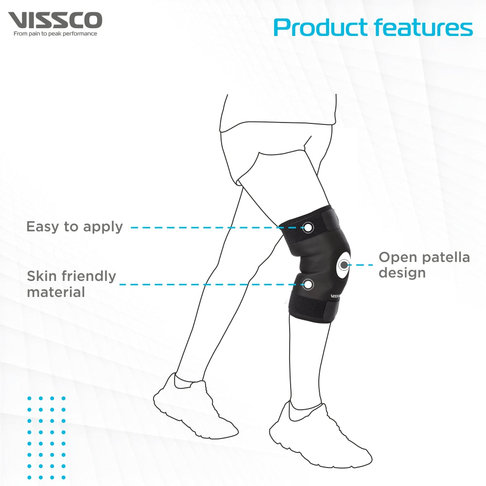 Functional Knee Wrap| Provides Support to the Knee & Reduces Knee Pain (Black) - Vissco Next