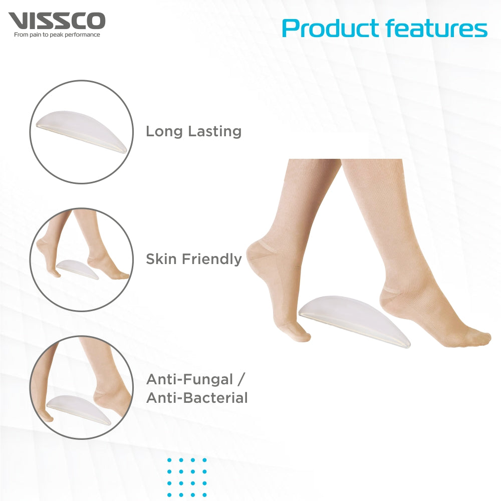 Silicone Medial Arch Support | Provides Balance & Structual Support to Flat Feet (Grey) - Vissco Next