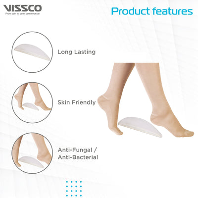 Silicone Medial Arch Support | Provides Balance & Structual Support to Flat Feet (Grey) - Vissco Next