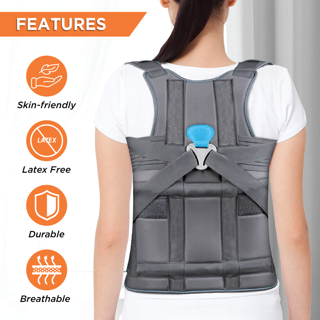 Dorso Lumbar Spinal Brace (Taylor Brace) | Provides Firm Back Support to the Thoracic & Lumbar Spine (Grey)