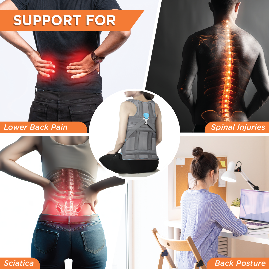 Dorso Lumbar Spinal Brace (Taylor Brace) | Provides Firm Back Support to the Thoracic & Lumbar Spine (Grey)