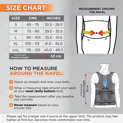 Dorso Lumbar Spinal Brace (Taylor Brace) | Provides Firm Back Support to the Thoracic & Lumbar Spine (Grey)