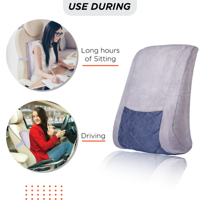 Smart Orthopaedic Back Rest | For Posture Correction & Relief from Back Pain (Grey)