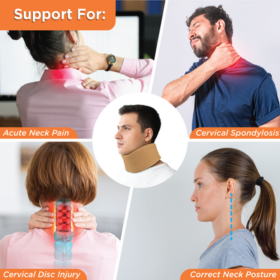 Cervical Collar Soft | Neck Support for Cervical Spine Immobilization & Pain Relief (Beige)