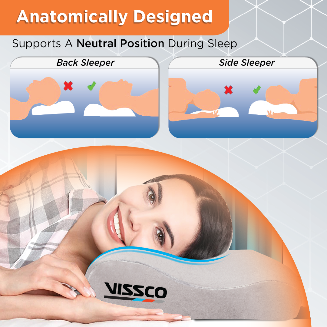 Cervical Pillow | Neck Pillow to Maintain Correct Posture of the Neck & Spine Alignment (Grey)