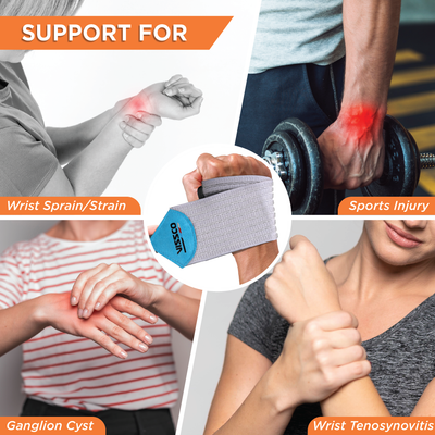 Wrist Brace (Mild Support) | Provides Compression & Support to the Wrist for Sports & Workout (Grey)