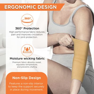 Elbow Support | Relieves Elbow Joint Pain for ease of movement | For Cricket/Volleyball (Beige)