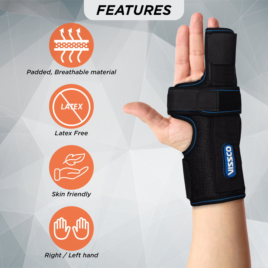 Boxer's Support Brace | Detachable Splints | For Finger Fracture, Trigger finger | Left / Right hand (Black)
