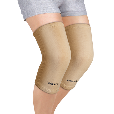 Tubular Elastic Knee Cap | Ideal Mild Support for Free Knee Movement, Color - Beige (IN PAIR)