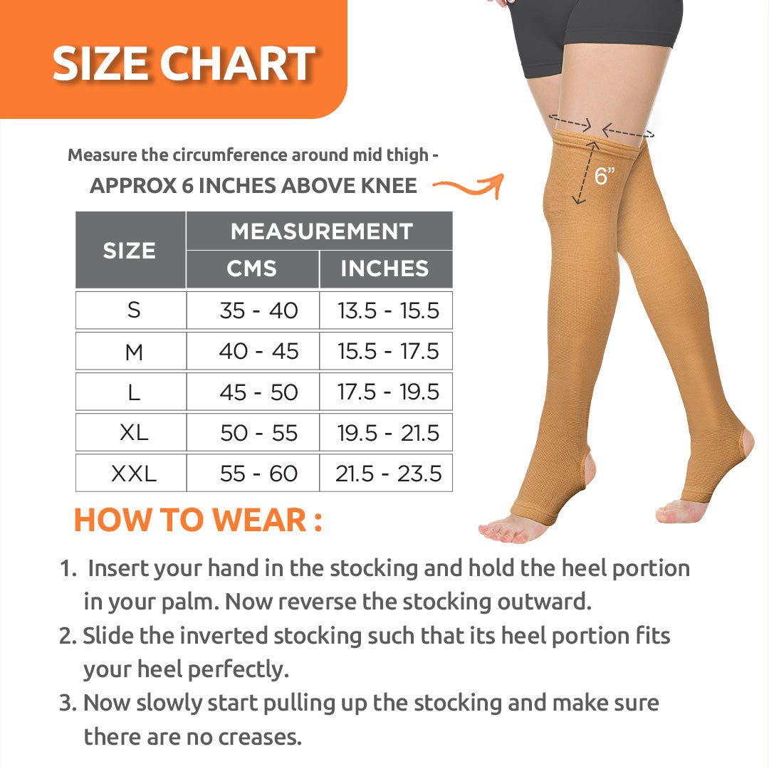 Varicose Vein Stockings | Provides Leg Compression to Improve Blood Circulation & Relieves Pain (Beige)