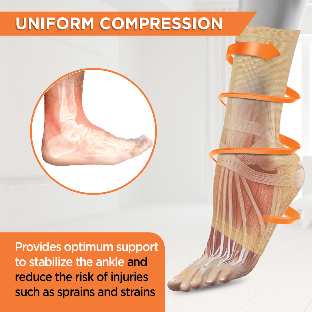 Anklet (Mild Support)| Provides Support to the Ankle Joint Injured Ankles (Beige)