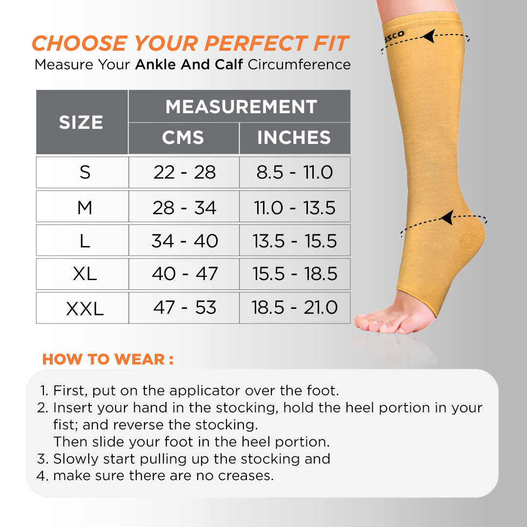 Medical Compression Stockings (Below Knee) | Improves Blood Circulation & Relieves Pain (Beige)