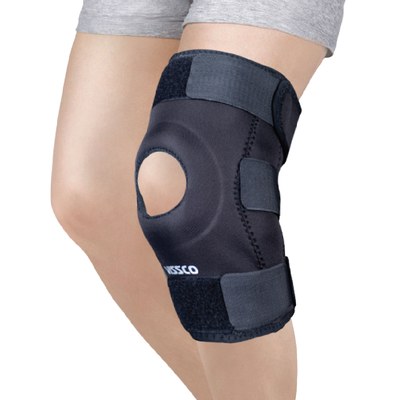 Neoprene Hinged Patella Knee Brace | Provides moderate support & stability  to the Knee - (OPEN TYPE) - Grey (Single Piece)