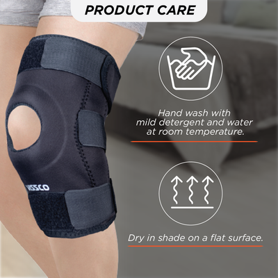 Functional Knee Support | Provides moderate support & stability to the Knee | Color - Black (Single Piece)