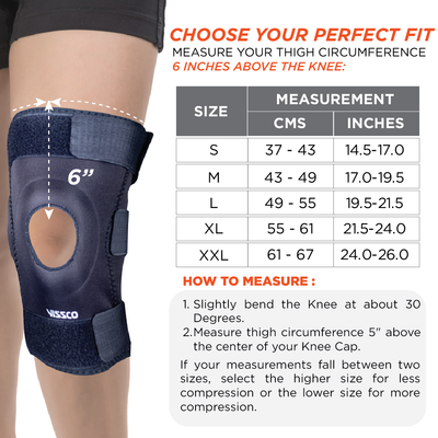 Functional Knee Support | Provides moderate support & stability to the Knee | Color - Black (Single Piece)