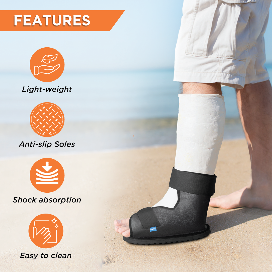 Cast Shoe | Waterproof Plaster Covering Shoe| Prevents Wear & Tear of the Cast Cover on Foot (Grey)