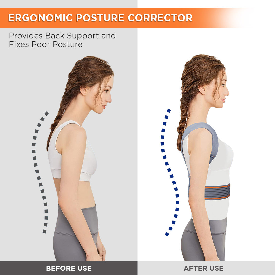 Wellco Back Brace Lumbar Support Shoulder Posture Corrector For