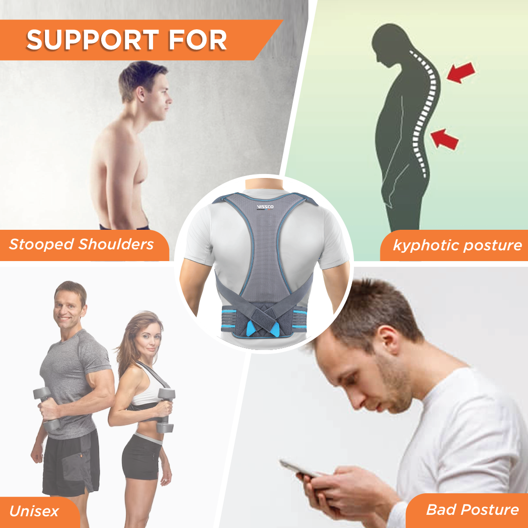 Posture Aid (Moderate Support) | Ideal Aid to Correct Posture & Relieves Pain (Grey)