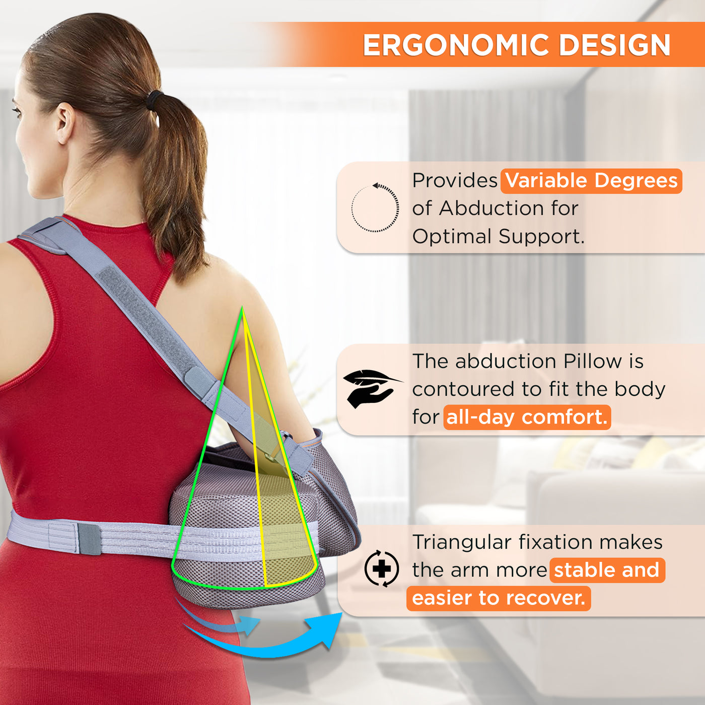 Shoulder Abduction Support | with Pillow and Foam Ball | Shoulder Immobilizer | Post-operative Shoulder care
