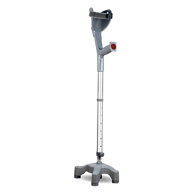 Astra Max Elbow Crutch Quadripod Base With Height Adjustable & Movable Elbow Support, Light Weight (1 Piece) (Grey)
