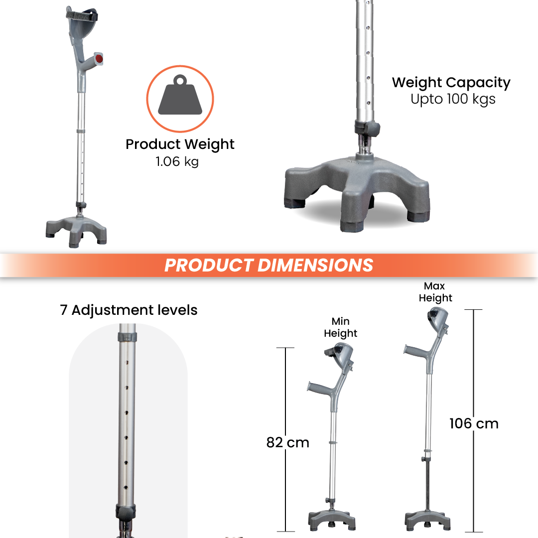Vissco Astra Max Elbow Crutch - Quadripod | Aluminum