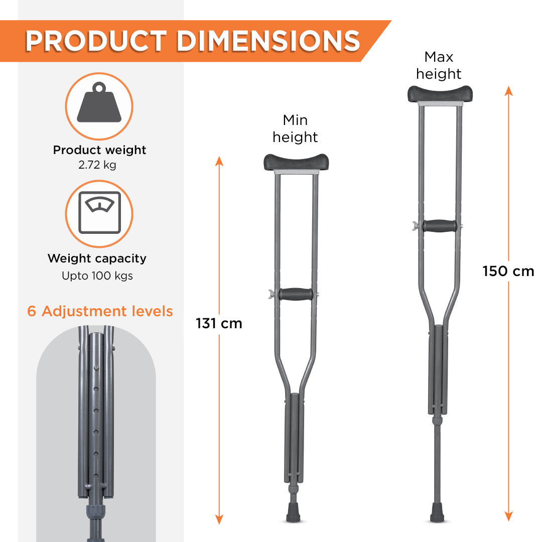 Vissco Astra Under Arm Crutch - Pair | Aluminum