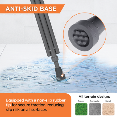 Astra Under Arm Crutches | Adjustable Elbow Support & Height | Light Weight | PVC grip Handle (1 Pair) | Color (Grey)