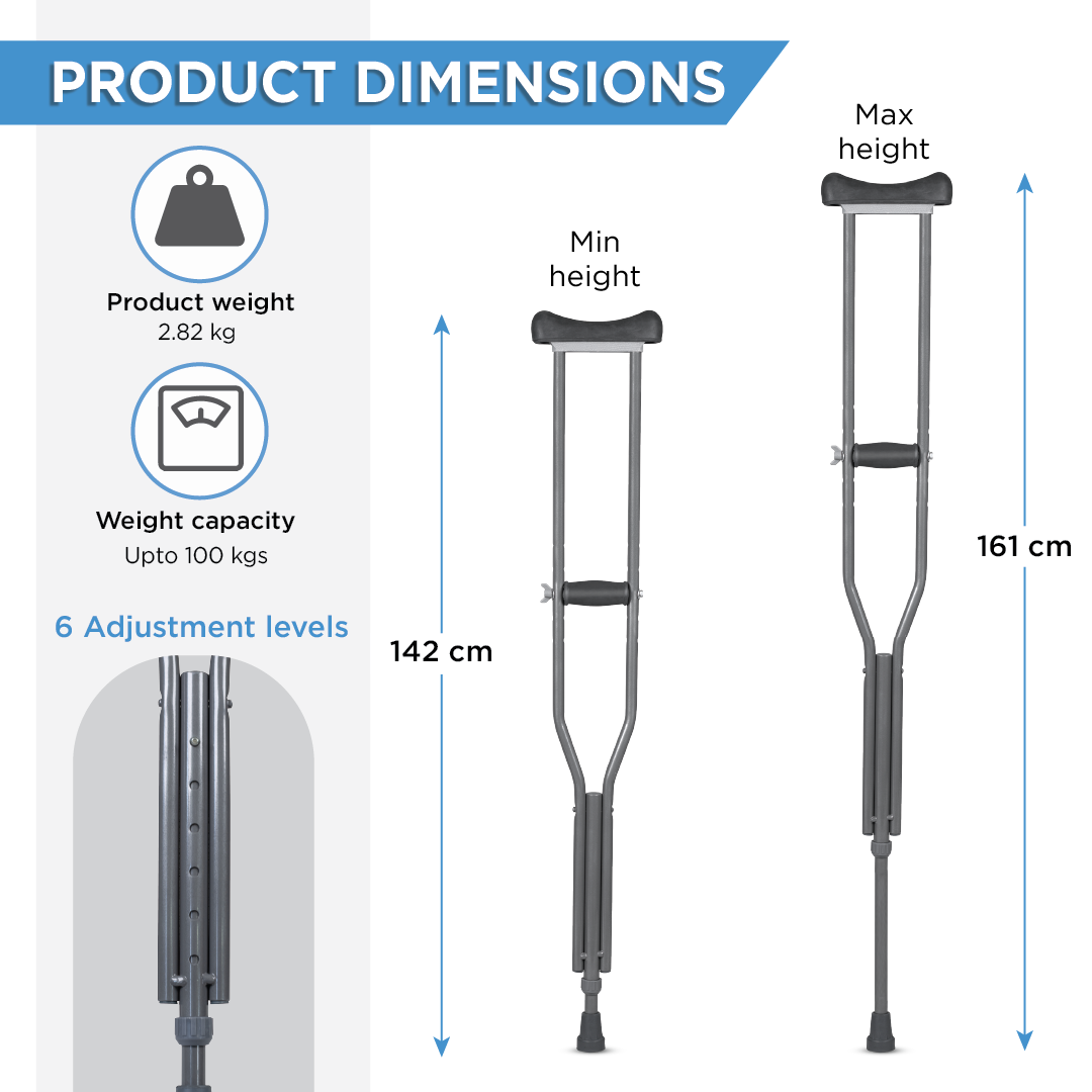 Vissco Astra Under Arm Crutch - Pair | Aluminum