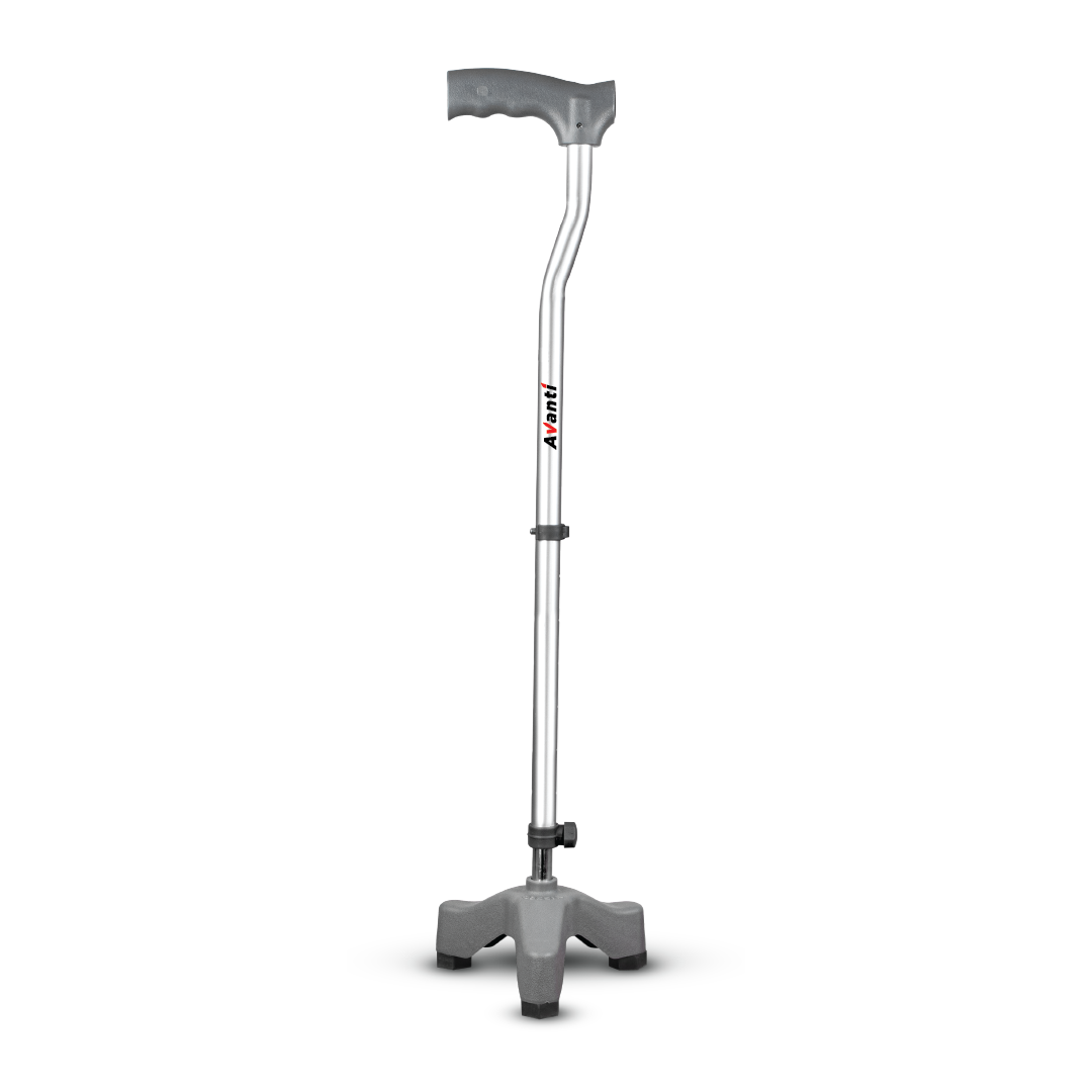 Avanti L Shape Tripod Stick for Physically Challeged | Light Weight & Adjustable Height (Grey)