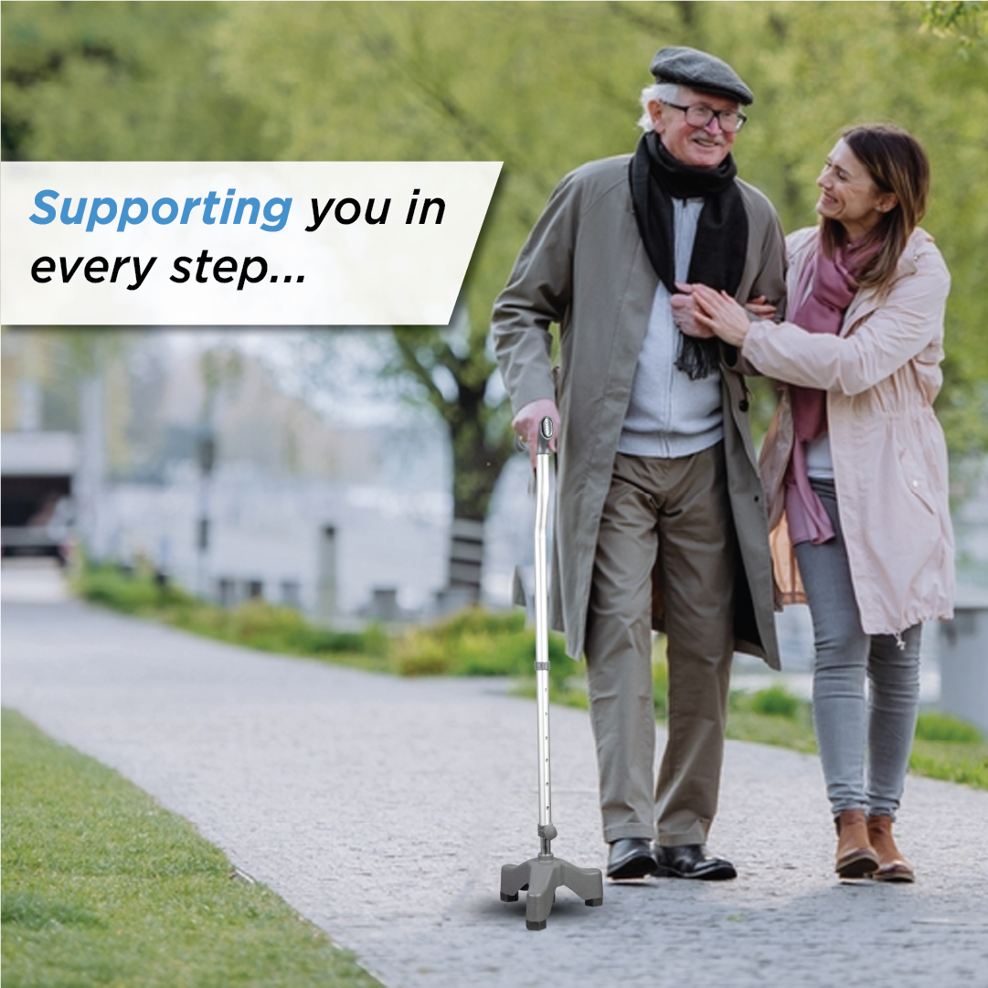 Vissco Avanti Walking Stick - Tripod, L-Shaped | Aluminum