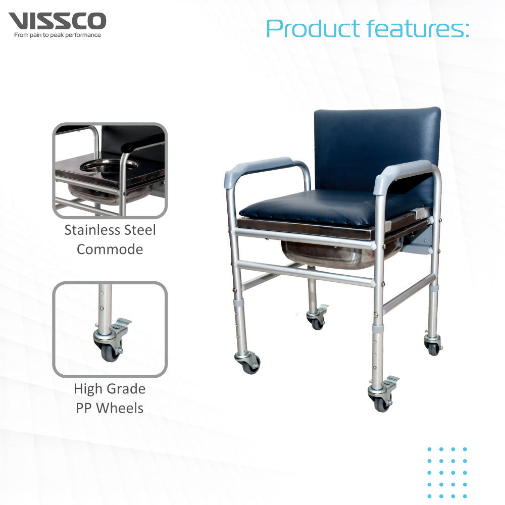 Vissco Comfort SS Commode Chair - with Backrest