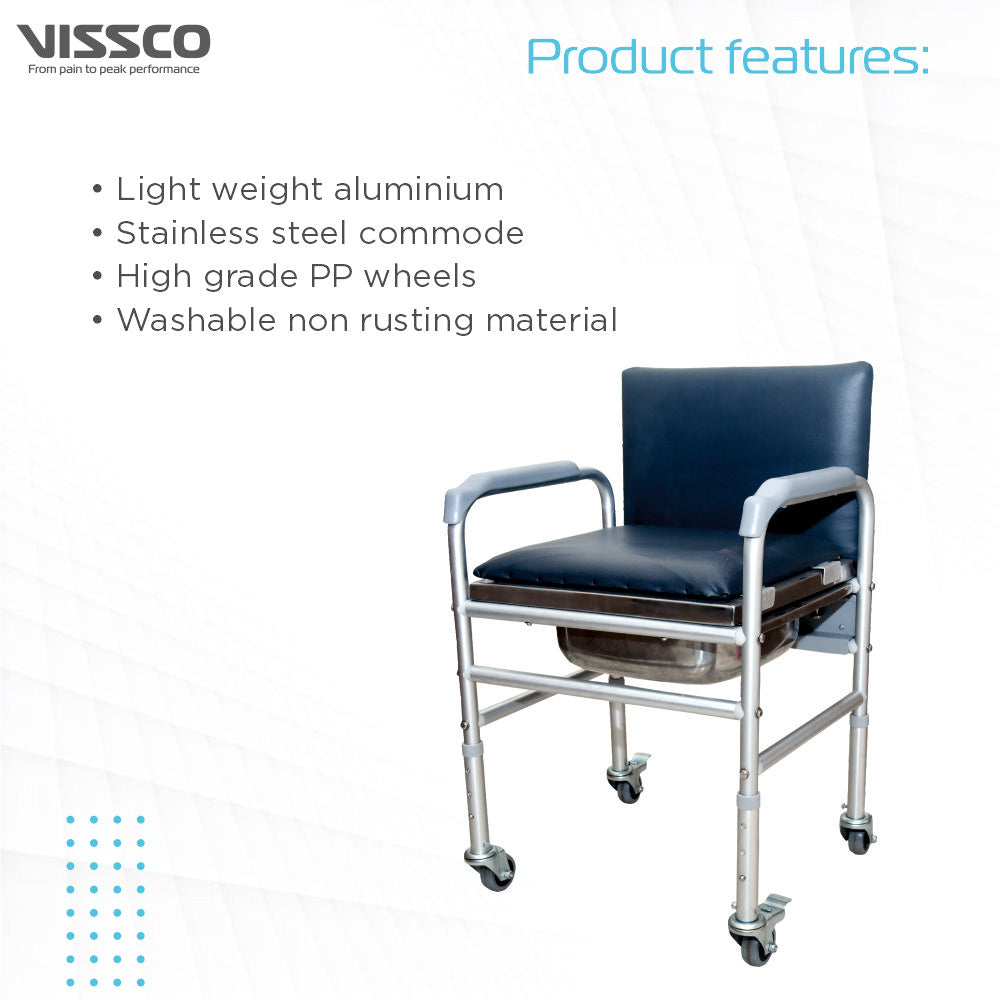 Vissco Comfort SS Commode Chair - with Backrest