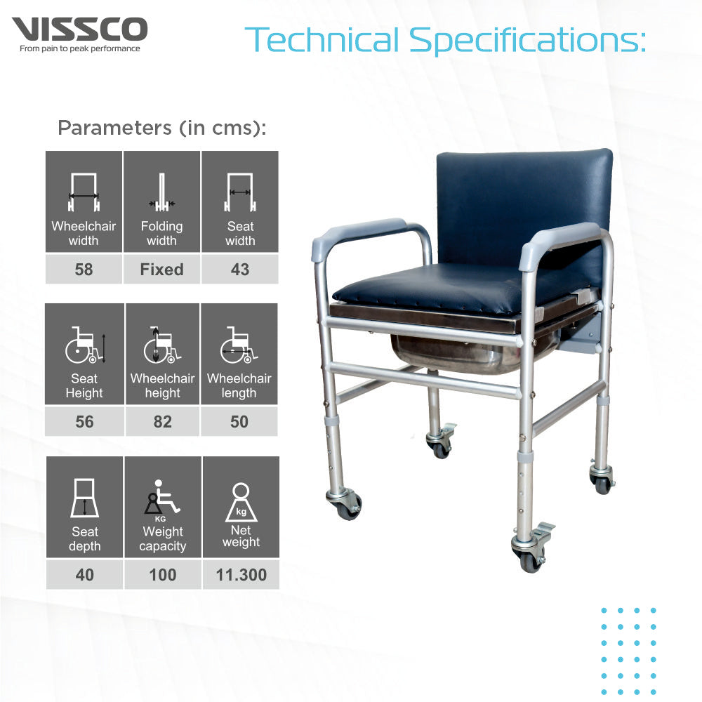 Vissco Comfort SS Commode Chair - with Backrest