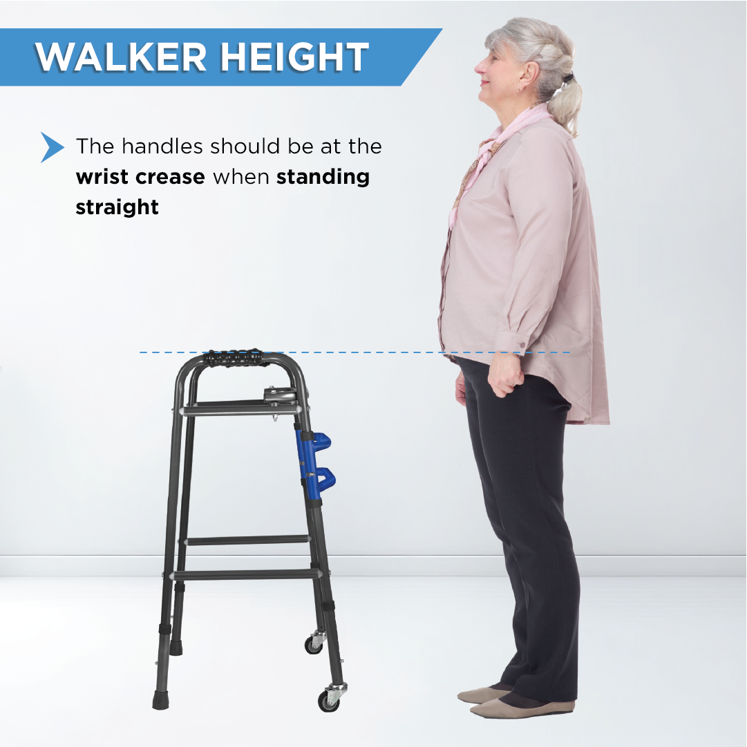Vissco Medipedic Walker - Double Bar with Rotating Castors | Central Folding