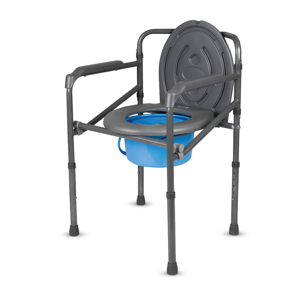 Comfort Folding Commode Without Castors, Portable Commode Chair