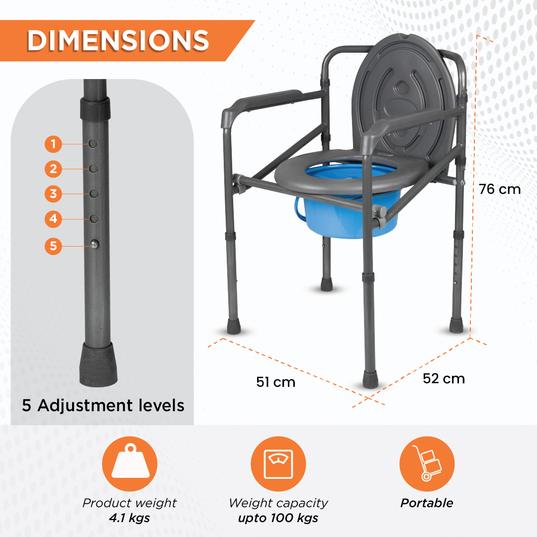 Comfort Folding Commode Without Castors