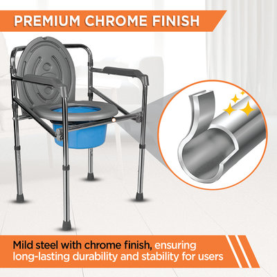 Comfort Chrome Folding Commode Chair