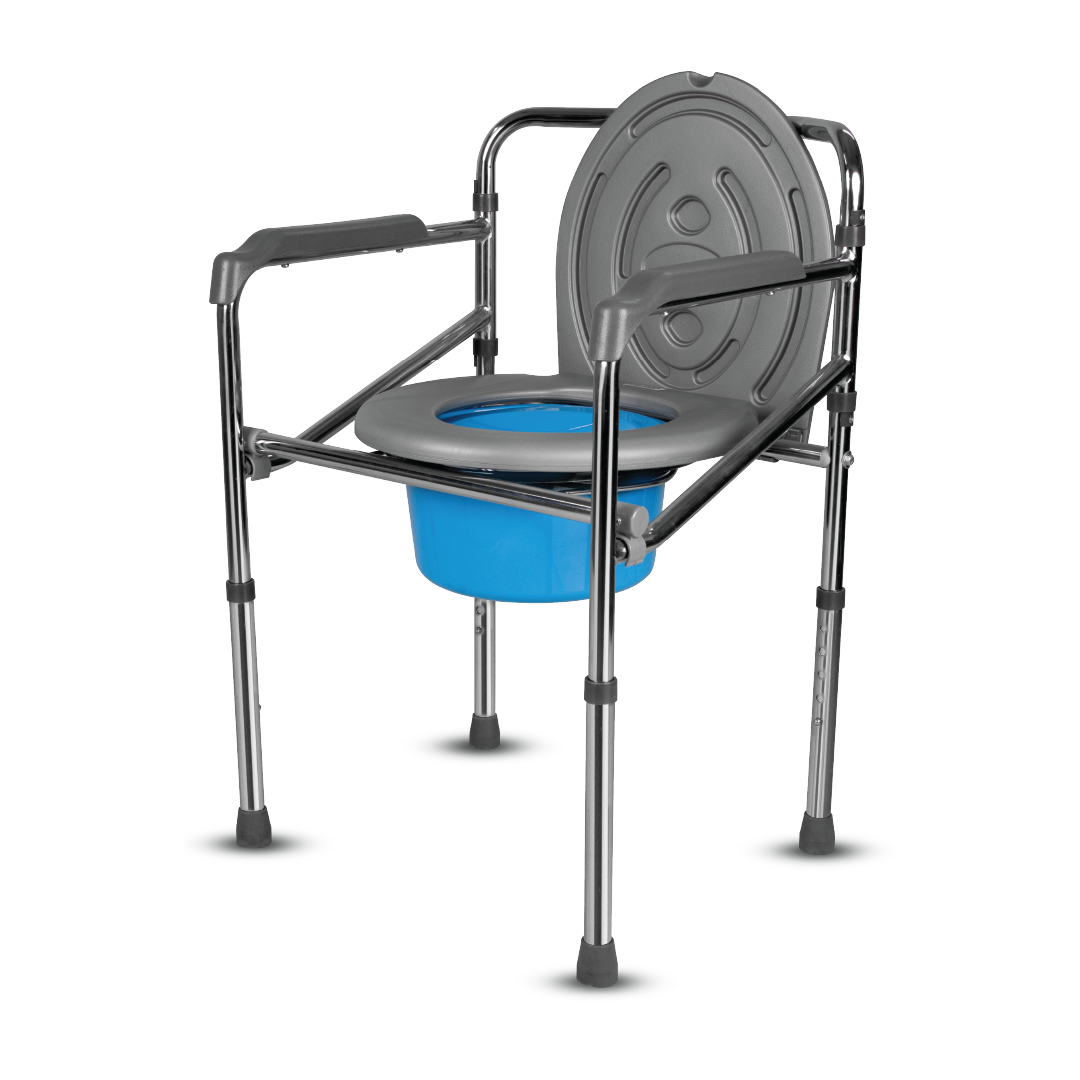 Vissco Comfort Folding Commode Chair - Chrome