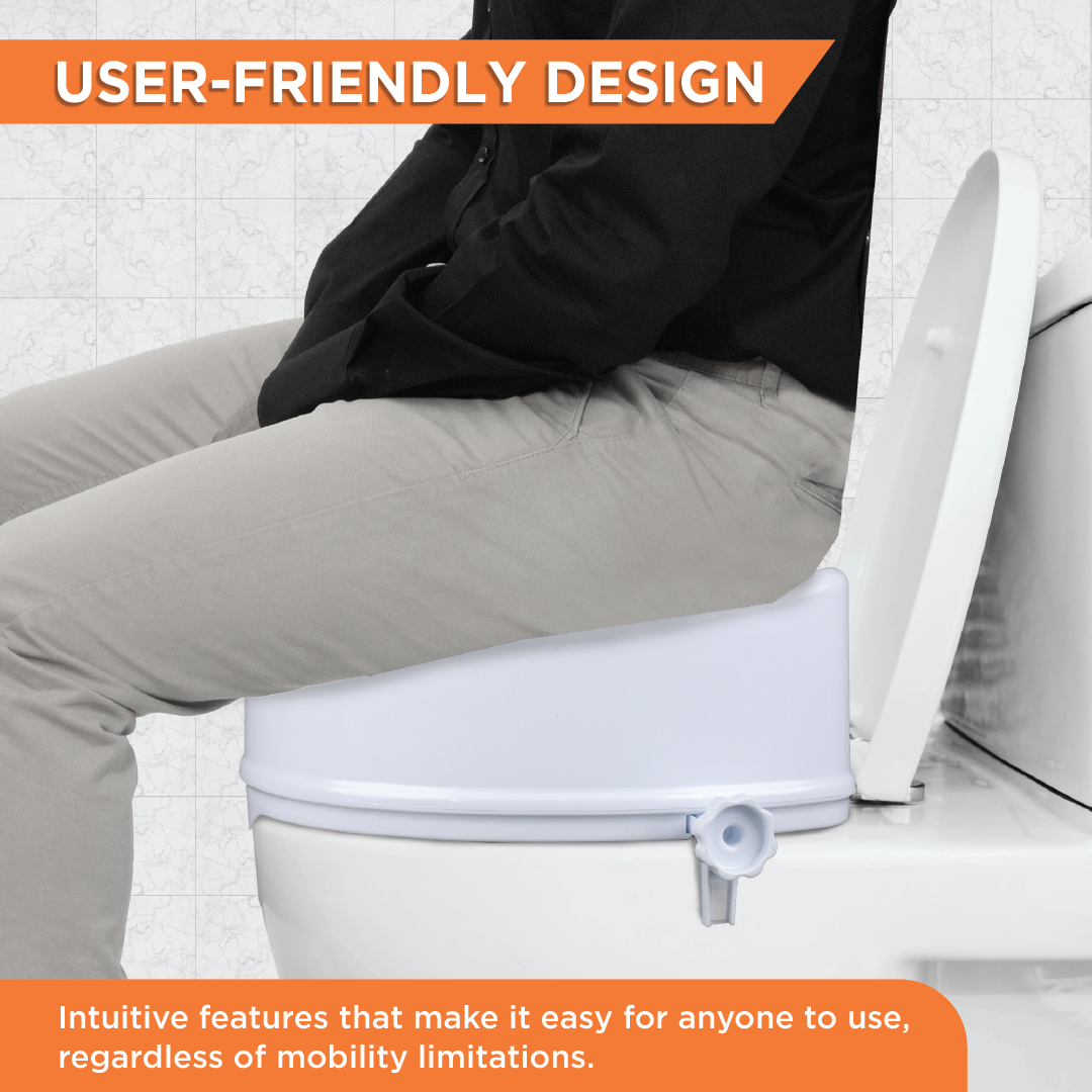 Comfort Commode Elevated Seat (2 / 4 / 6 Inch Height) Without Lid | Portable, Lightweight Commode Raiser (White)