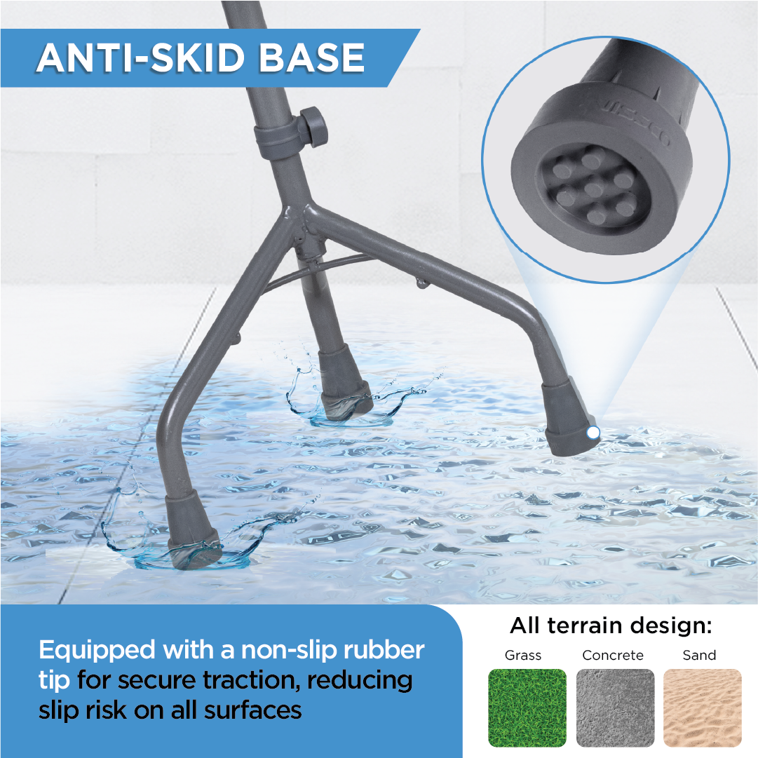Vissco Medipedic Walking Stick - Tripod, U-Shaped | Mild Steel