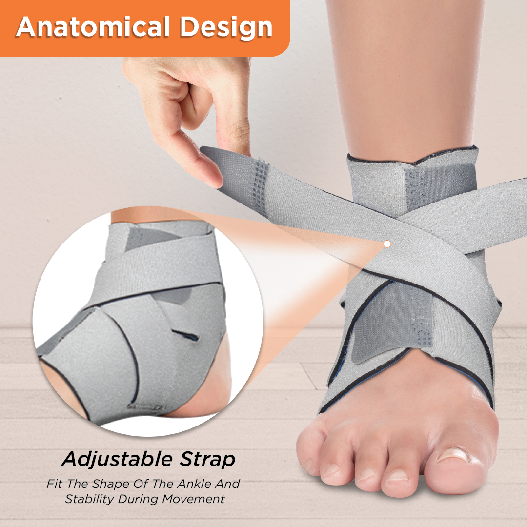 Neoprene Ankle Support | Provides Optimum Compression & Support to the Ankle (Grey)