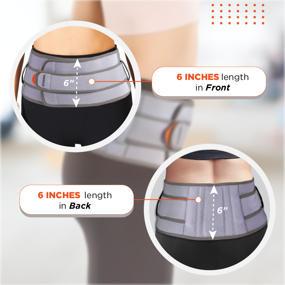 Neoprene Back Support Belt 6" | Supports the Lumbar Spine | Corrects Posture & Relieves Back Pain (Grey)