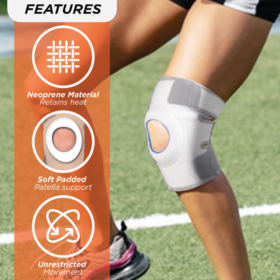 Neoprene Knee Cap | Ideal mild support for free Knee movement | Color- Grey (Single Piece)
