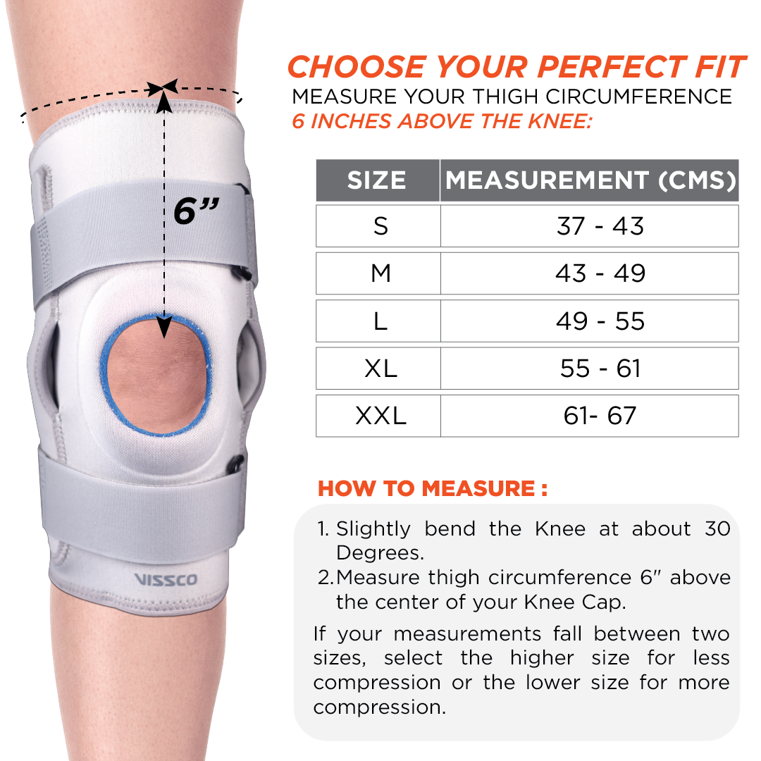 Neoprene Hinged Knee Stabilizer | Ideal moderate support for knee stability with lateral and medial hinges| Color - Grey (Single Piece)