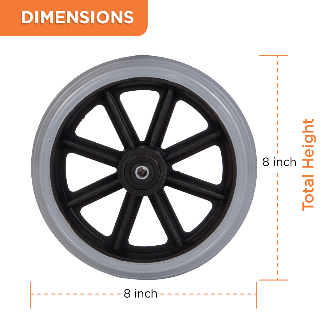 Wheelchair Small Front Wheel | Tyre Castor With 8" or 200mm With Bearings - (1 Piece)