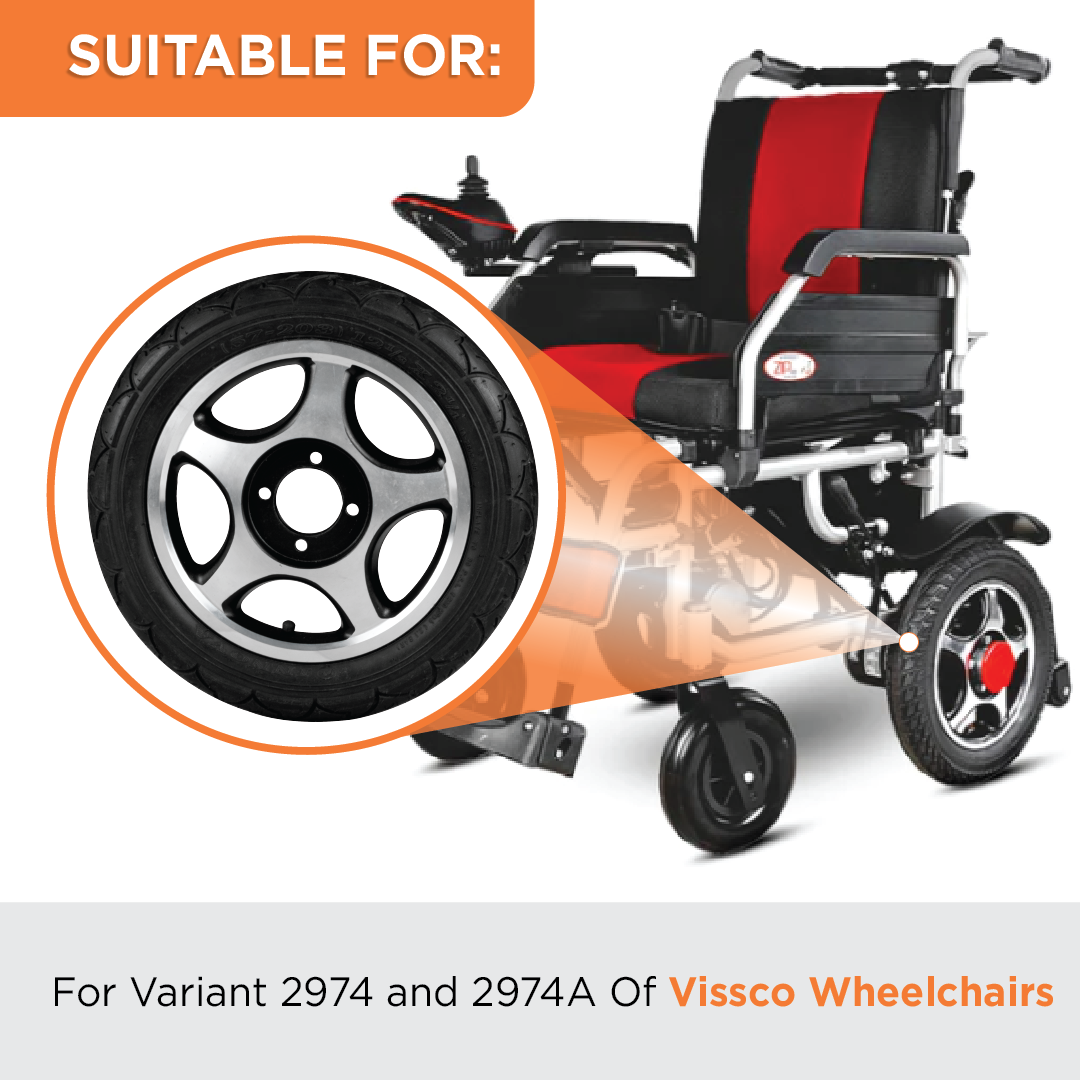 Back Wheel (PU Tyre) With Hub For Zip Lite Power Wheelchairs (1 Piece) - 2974 & 2974A